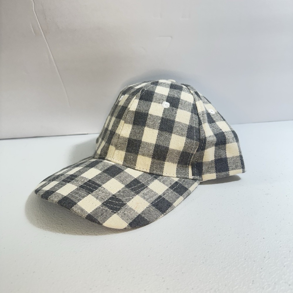 COCUS POCUS Buffalo Check Baseball Cap in Gray Plaid Unisex One Size Ajustable